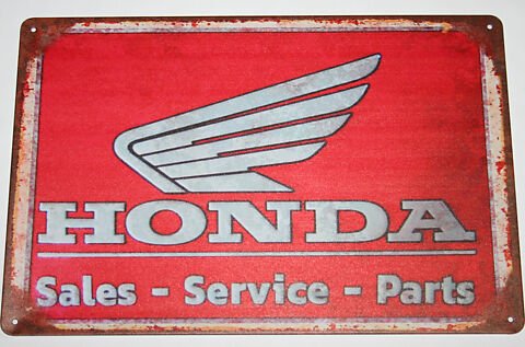 Honda Logo (Red Background) - Tin Sign - VintageCB750