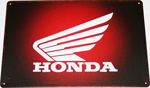 Honda logo white tin sign 12 x 8 in.