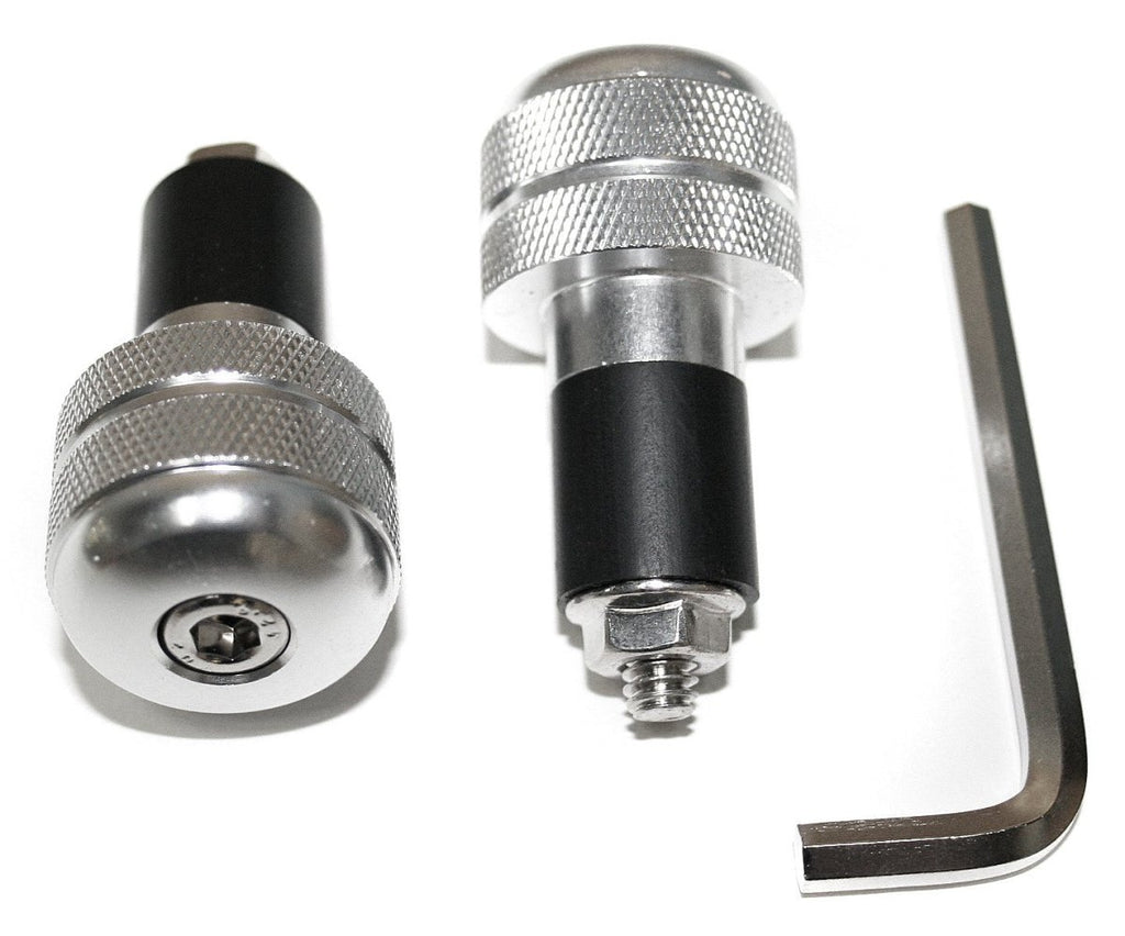 Knurled Handlebar End Plug Set ~ Silver - VintageCB750