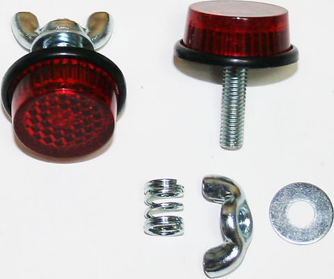 Red Reflective Licence Plate Bolts (Pk/2) - VintageCB750