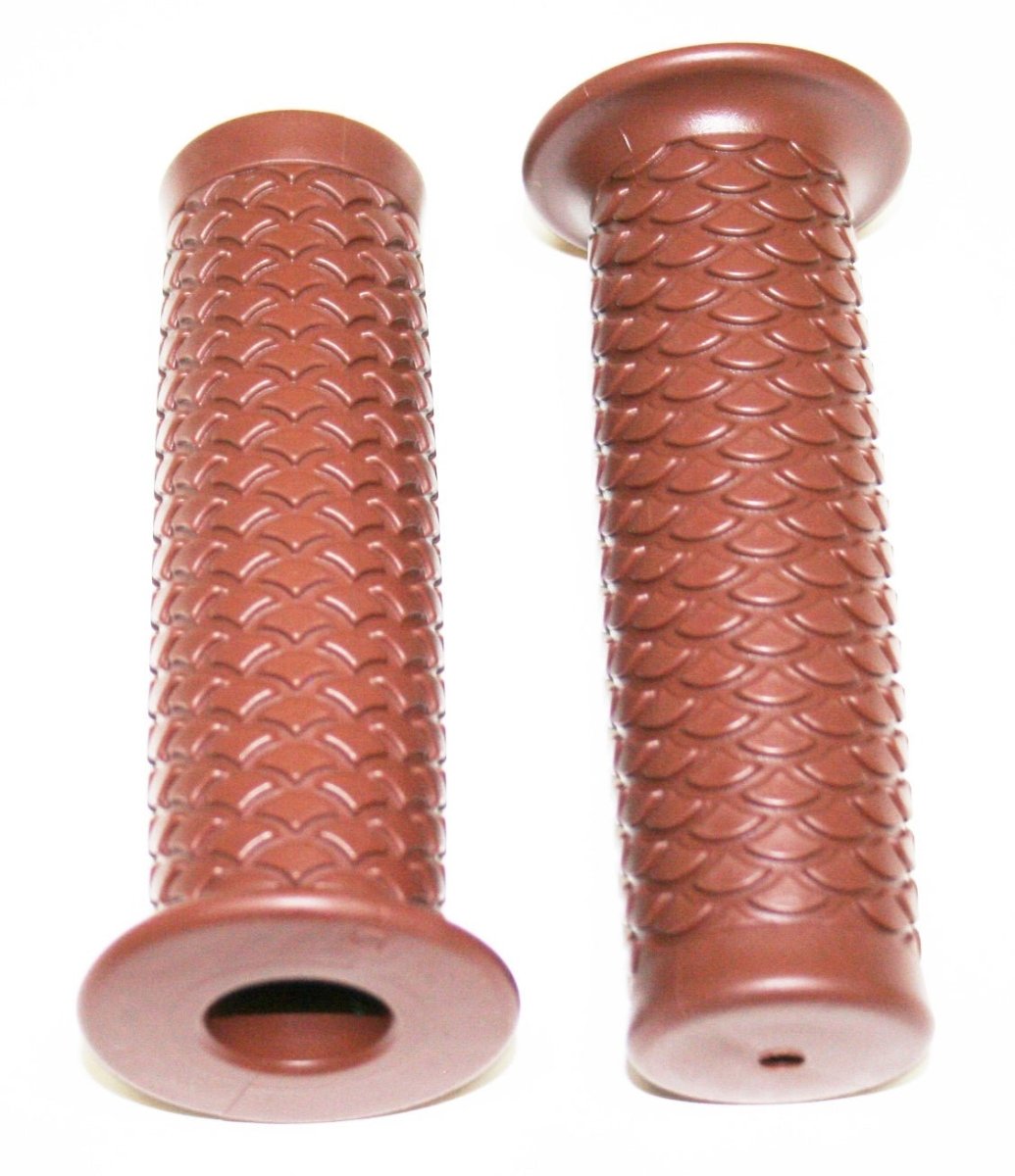Brown retro grips for 7 8 inch motorcycle handlebars