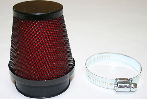 Round Pod Air Filter ~ Black/Red - VintageCB750