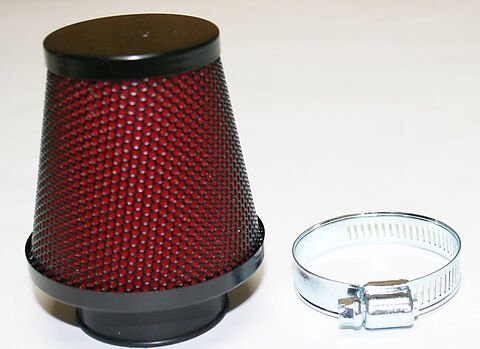 Round Pod Air Filter ~ Black/Red 15 - 0020 - VintageCB750