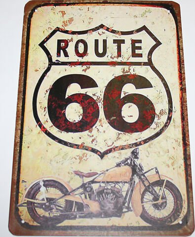 Route 66 painted style tin sign 12 x 8 in.