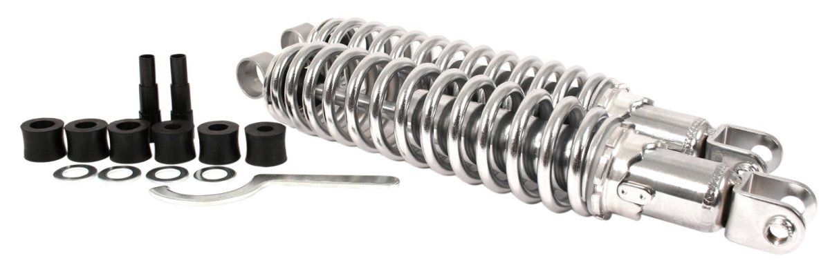Honda CB chrome 335mm shock absorber set side detail