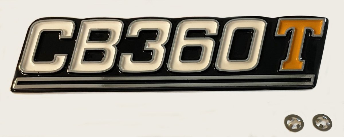 Honda CB360T side cover emblem with attachment clips 87126-369-740