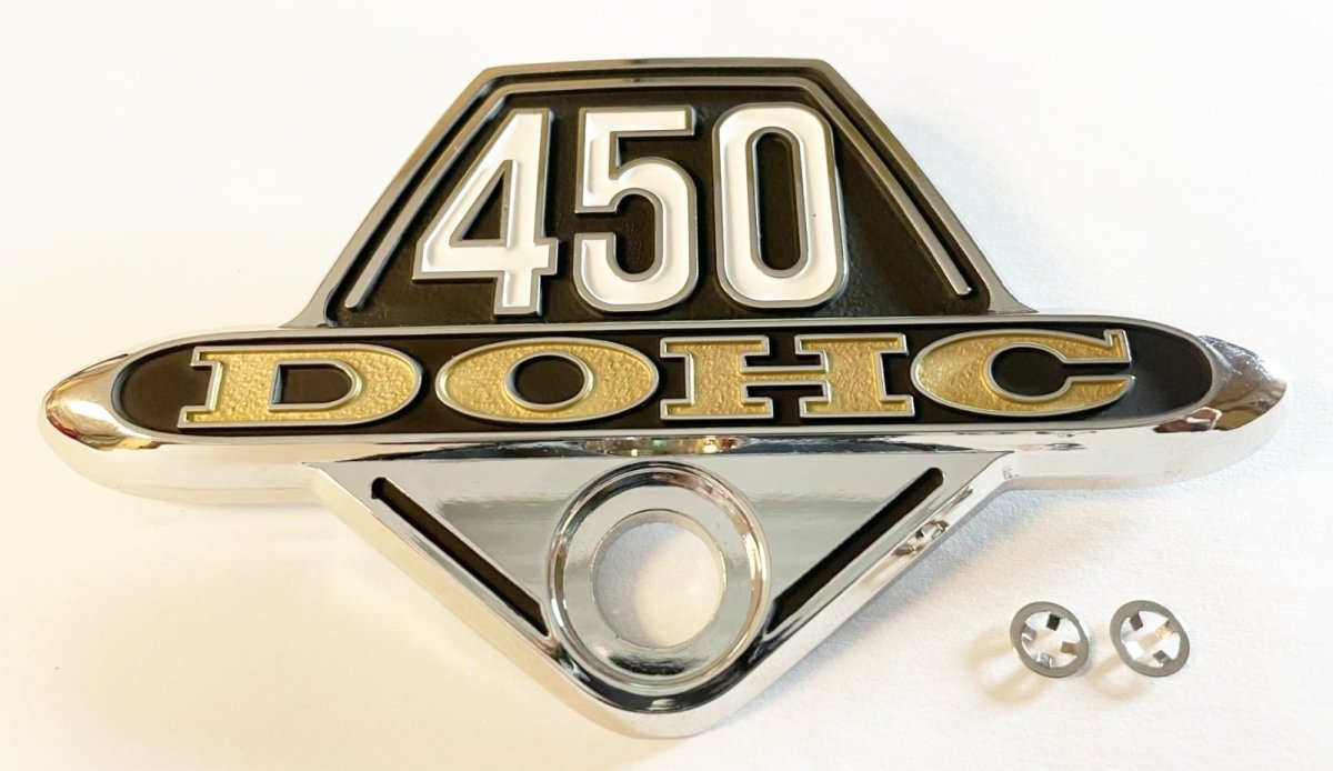 Honda CB450K side cover emblem with attachment clips 87125-457-670