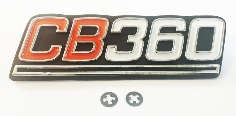 Honda CB360G CB360K side cover emblem with attachment clips 87126-369-000