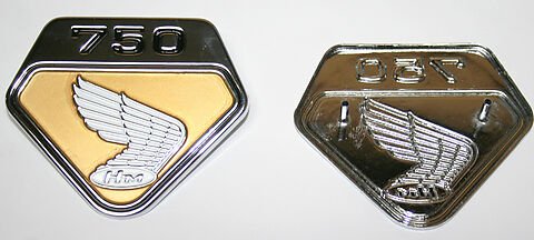 Honda CB750K side cover emblem set 1969-70K gold 87123-300-020