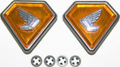 1971-76 Honda CB750K Orange Side Cover Emblem Set ~ Replaces 87126-341-000