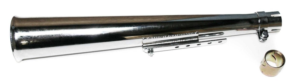 Universal chrome 8-degree upswept megaphone motorcycle muffler left side