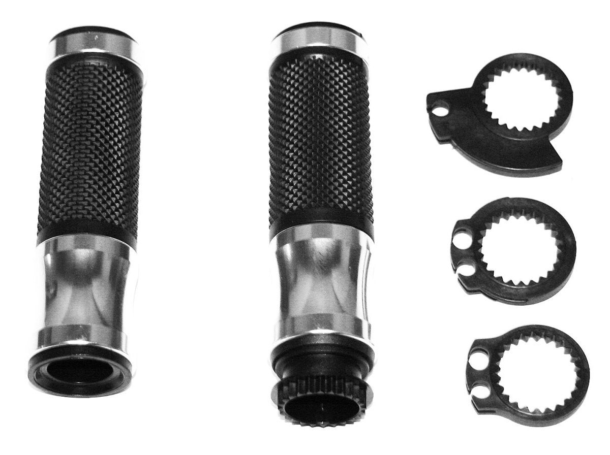 Universal silver grips with throttle sleeve for 7 8 inch handlebars