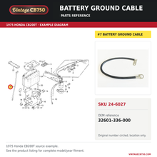 Charger l'image dans la galerie, Honda CB200 CB200T battery ground cable 32601-336-000 — OEM fiche location reference