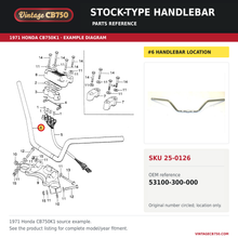 Load image into Gallery viewer, Honda CB750K handlebar stock type CB750K 1969-71 53100-300-000 — OEM fiche location reference