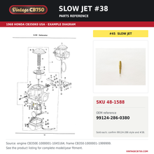 Charger l'image dans la galerie, Honda CB350 CL350 slow pilot jet #38 99124-286-0380 — OEM fiche location reference