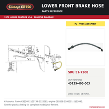 Load image into Gallery viewer, Honda CB750K CB550K front stop hose "a" 45125-405-003 — OEM fiche location reference