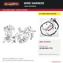 Load image into Gallery viewer, Honda CB900C wire harness 32100-461-770 — OEM fiche location reference