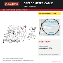 Charger l'image dans la galerie, Honda CB900C CB650SC speedometer cable 44830-461-770 — OEM fiche location reference