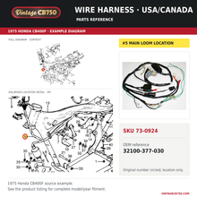Load image into Gallery viewer, Honda CB400F usa canadian version wire harness 32100-377-030 — OEM fiche location reference
