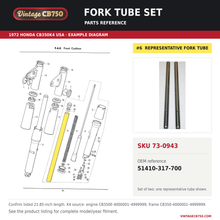 Charger l'image dans la galerie, Honda CB350 CL350 fork tube set 51410-317-700 — OEM fiche location reference