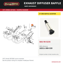 Charger l'image dans la galerie, Honda CB750K exhaust diffuser baffle 18311-300-320 — OEM fiche location reference