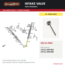 Charger l'image dans la galerie, Intake valve parts fiche diagram, SKU 01-9965, highlighted reference 6
