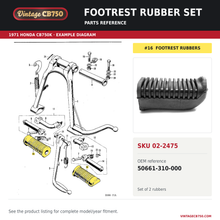Load image into Gallery viewer, Footrest rubber set parts fiche diagram, SKU 02-2475, highlighted reference 16