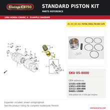 Charger l'image dans la galerie, Standard piston kit parts fiche diagram, SKU 05-8000, highlighted reference 2 / 3 / 4 / 11
