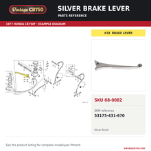 Charger l'image dans la galerie, Silver brake lever parts fiche diagram, SKU 08-0082, highlighted reference 18