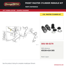Charger l'image dans la galerie, Front master cylinder rebuild kit parts fiche diagram, SKU 08-0279, highlighted reference 16
