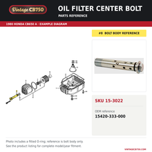 Load image into Gallery viewer, Oil filter center bolt parts fiche diagram, SKU 15-3022, highlighted reference 8