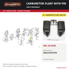 Load image into Gallery viewer, Carburetor float with pin parts fiche diagram, SKU 20-6509, highlighted reference 4