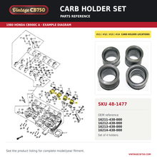 Load image into Gallery viewer, Carb holder set parts fiche diagram, SKU 48-1477, highlighted reference 11 / 12 / 13 / 14