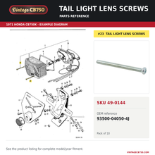 Load image into Gallery viewer, Tail light lens screws parts fiche diagram, SKU 49-0144, highlighted reference 23
