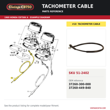 Load image into Gallery viewer, Tachometer cable parts fiche diagram, SKU 51-2402, highlighted reference 10