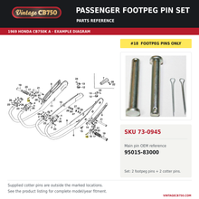 Load image into Gallery viewer, Passenger footpeg pin set parts fiche diagram, SKU 73-0945, highlighted reference 18