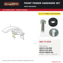 Charger l'image dans la galerie, Front fender hardware set parts fiche diagram, SKU 73-1010