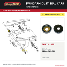 Load image into Gallery viewer, Swingarm dust seal caps parts fiche diagram, SKU 73-1028, highlighted reference 11