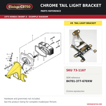 Load image into Gallery viewer, Chrome tail light bracket parts fiche diagram, SKU 73-1167, highlighted reference 8