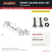Charger l'image dans la galerie, Front caliper bolt set parts fiche diagram, SKU 99-4978