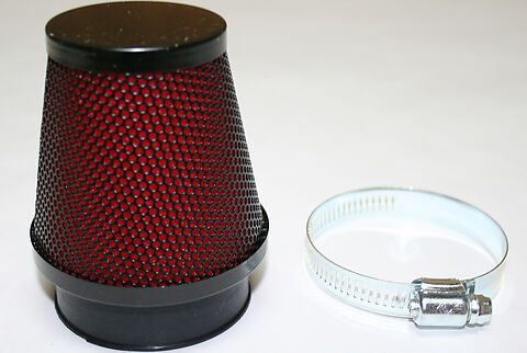 Round Pod Air Filter ~ Black/Red