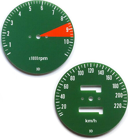 CB750F 1976 Speedo & Tachometer Face Plate Set ~ KM/H