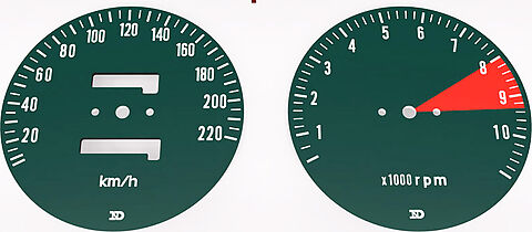 CB750K 1972-74 L- Cut Style Speedo & Tachometer Face Plate Set ~ KM/H