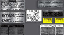 Charger l&#39;image dans la galerie, CB750F 1975-76 Supersport ~ Warning and Service Label Set