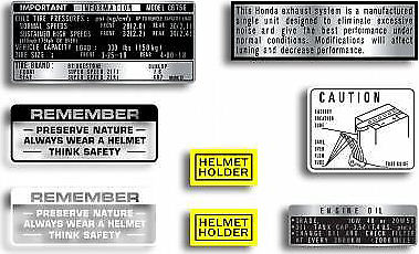 CB750K 1971-72 ~ Warning and Service Label Set